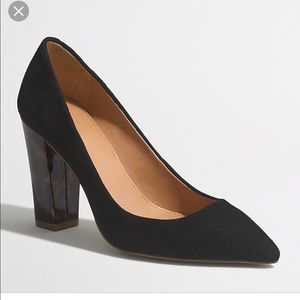 j crew suede pumps tortoise shell heels